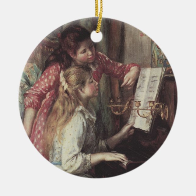 Young Girls at the Piano by Pierre Renoir Ceramic Tree Decoration (Front)