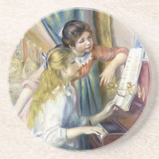 Young Girls at the Piano by Pierre Renoir Coaster (Front)