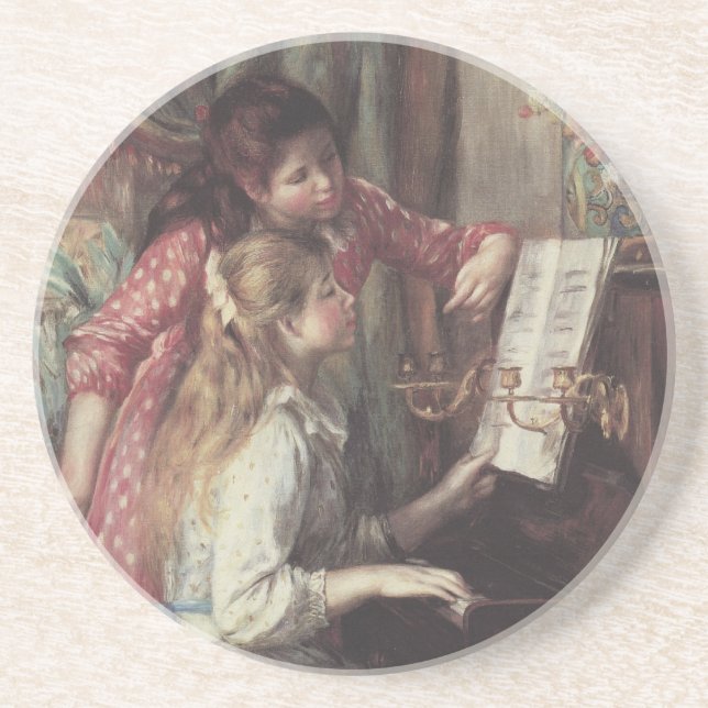 Young Girls at the Piano by Pierre Renoir Coaster (Front)