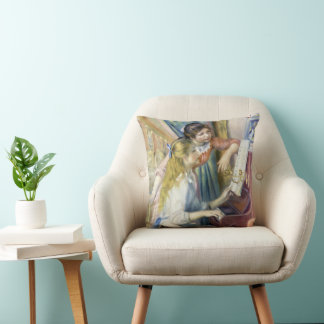 Young Girls at the Piano by Pierre Renoir Cushion