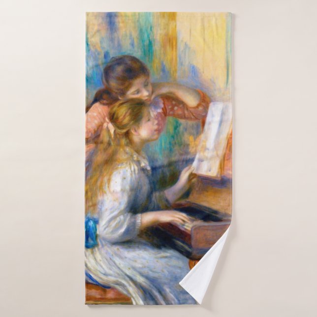 Young Girls at the Piano, Renoir Bath Towel (Bath Towel)