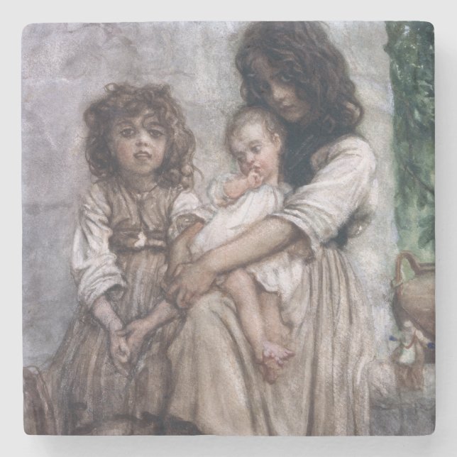 Young girls of Ischia Stone Coaster (Front)