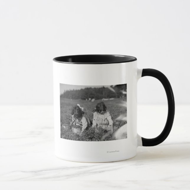 Young Girls Picking Cranberries Photograph Mug (Right)