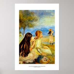 Young girls seaside beautiful Renoir painting art Poster