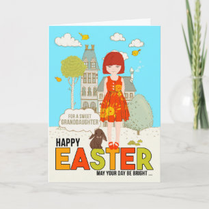 Young Granddaughter Easter Redhead with Freckles Card