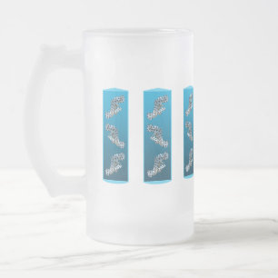 Young Grouper - Design gradient blue background Frosted Glass Beer Mug