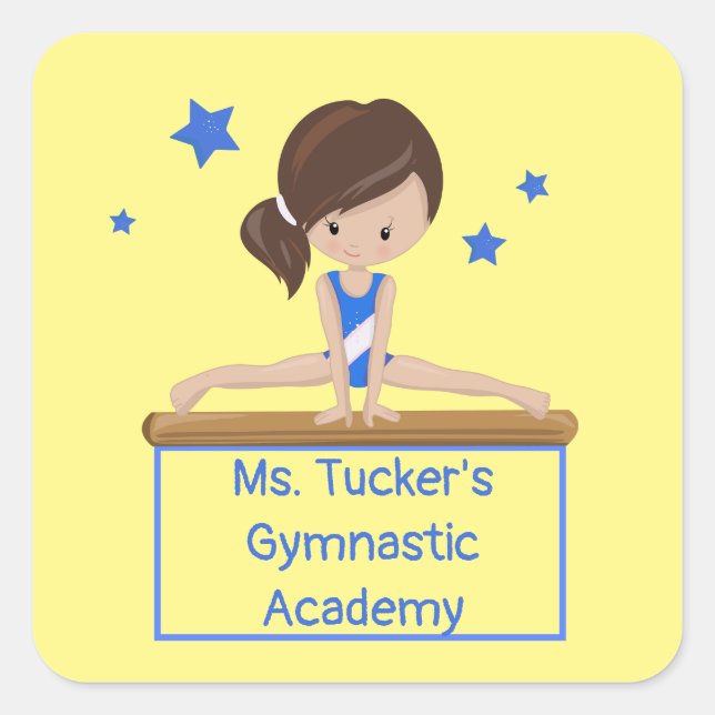 Young Gymnast Academy School Class Custom Square  Sticker (Front)