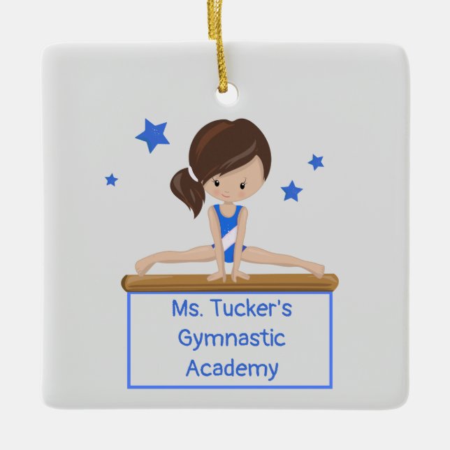 Young Gymnast Academy School Class Custom Text    Ceramic Ornament (Front)