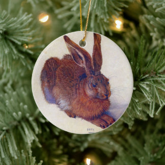 Young Hare by Albrecht Durer, Renaissance Fine Art Ceramic Tree Decoration