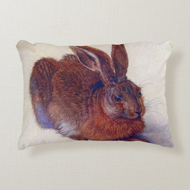 Young Hare by Albrecht Durer, Renaissance Fine Art Decorative Cushion (Front)