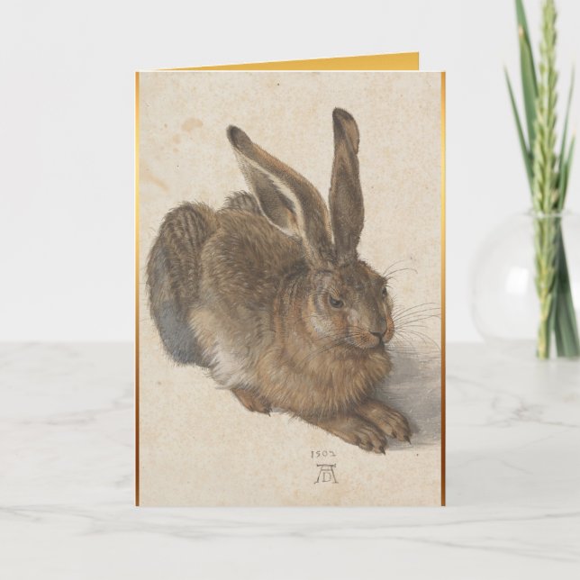 Young Hare Dürer Christmas Birthday Greeting Card (Front)