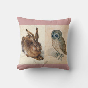 Young Hare (Rabbit ) and  Owl Cushion