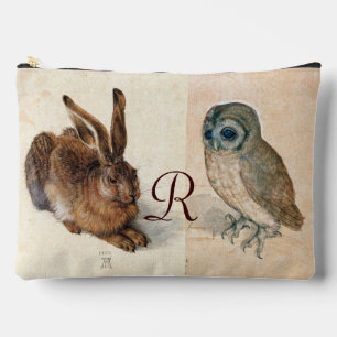 Young Hare (Rabbit ) and  Owl Monogram Accessory Pouch
