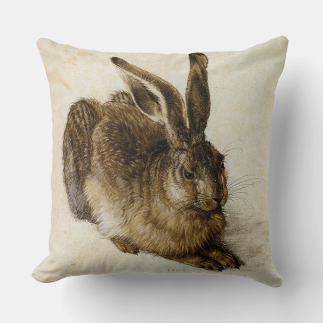 ‘Young Hare’ Reversed by Albrecht Dürer Cushion (Front)