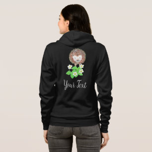 Young Hedgehog & Strawberry Flowers Personalised Hoodie