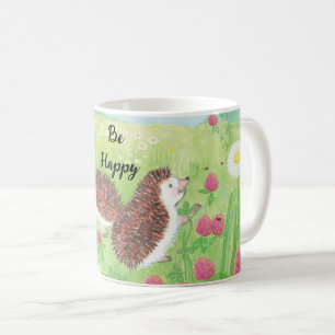 Young Hedgehogs in the Meadow Be Happy Coffee Mug