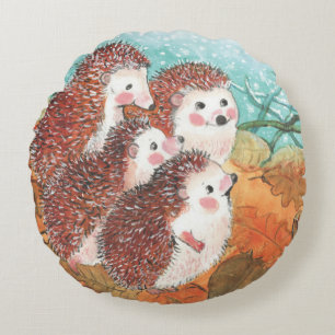Young Hedgehogs  Planner  Round Cushion