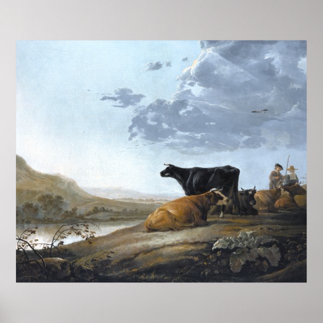 Young Herdsmen with Cows by Aelbert Cuyp Poster (Front)