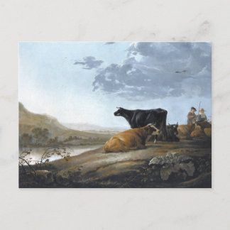 Young Herdsmen with Cows Postcard