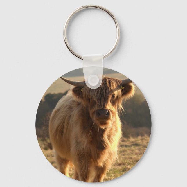 Young Highland Cow Key Ring (Front)