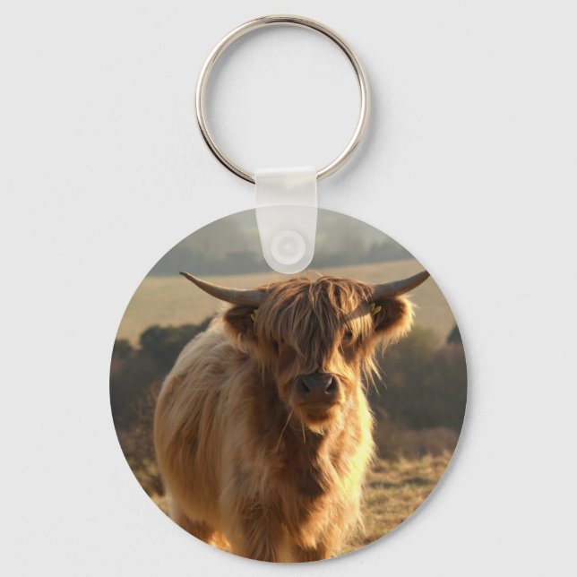 Young Highland Cow Key Ring (Front)