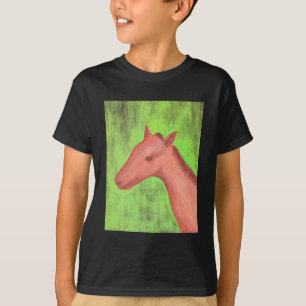 Young horse pony painted in watercolor, shirt