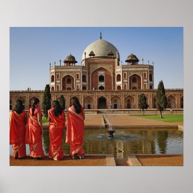 Young Indian ladies and Humayun's Tomb, Delhi, Poster (Front)