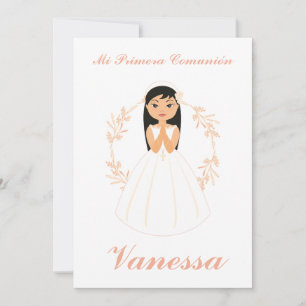 Young invitation First Communion with Floral