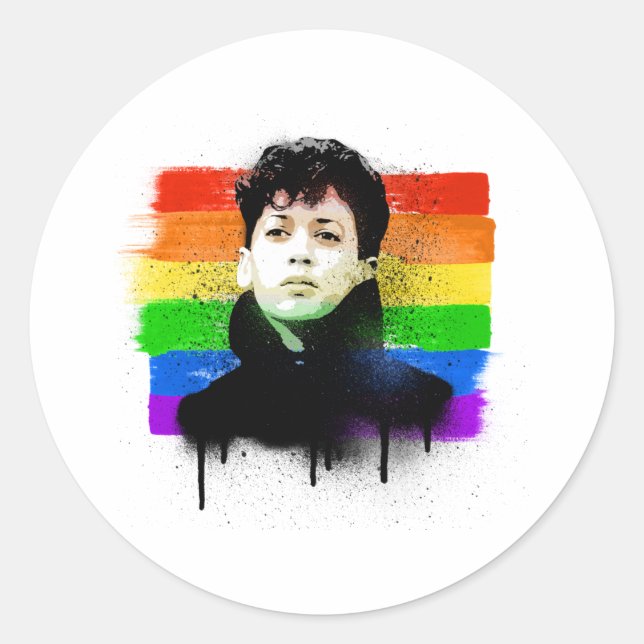 Young Kamala Harris LGBTQ Pride Flag Graffiti Classic Round Sticker (Front)