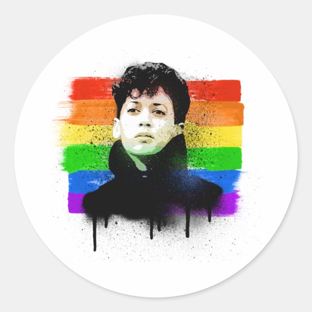 Young Kamala Harris LGBTQ Pride Flag Graffiti Classic Round Sticker (Front)