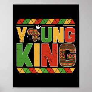 Young King Africa Map Kente Art African American B Poster