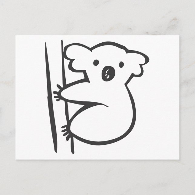 Young Koala in a Tree in Black and White Sketch Postcard (Front)