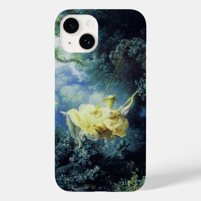 YOUNG LADY AND SWING IN NATURE Green Blue Yellow Case-Mate iPhone Case (Back)