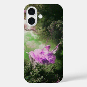 YOUNG LADY AND SWING IN NATURE Green Purple Violet iPhone 16 Case