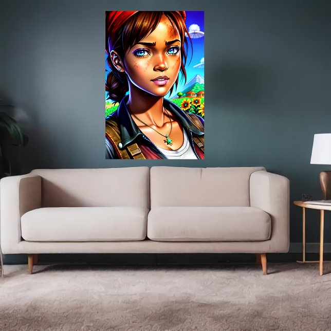 Young lady at the farm | AI Art Poster (Creator Uploaded)