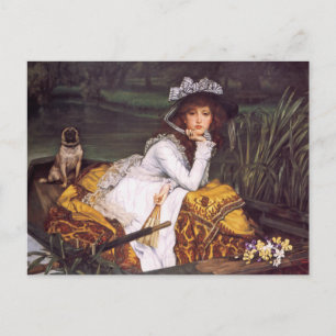 Young Lady & Her Pet Pug in a Boat by James Tissot Postcard