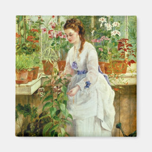 Young Lady in a Conservatory Magnet