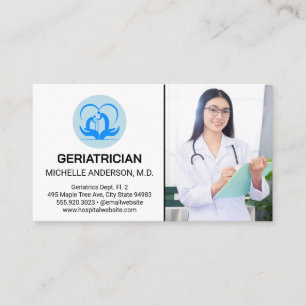 Young Lady Medical Doctor   Geriatrician Business Card
