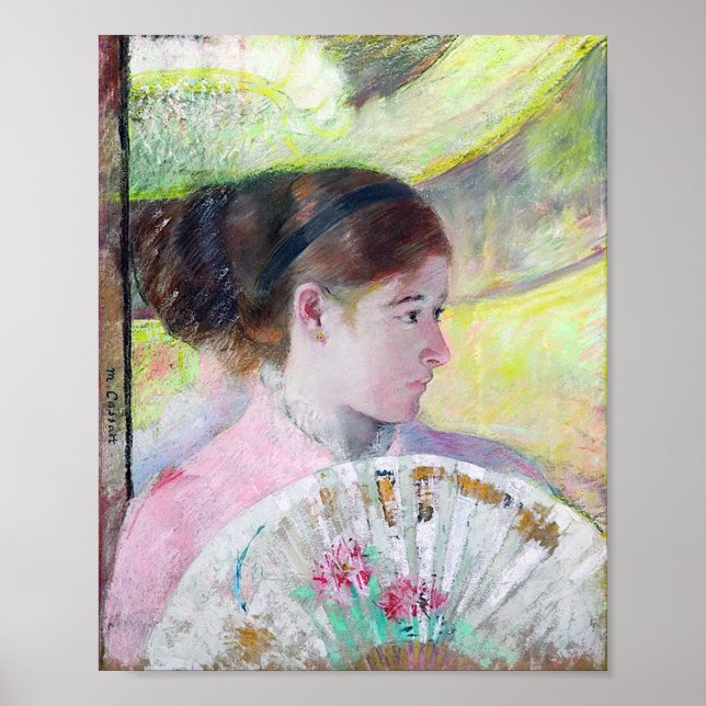 Young Lady with a Japanese Fan, Mary Cassatt Poster (Front)