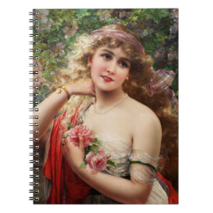 Young Lady With Roses Notebook