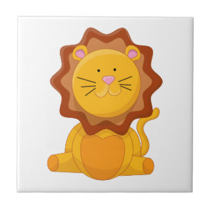 Young Lion Cartoon Character Tile
