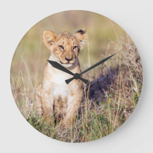 Young lion large clock