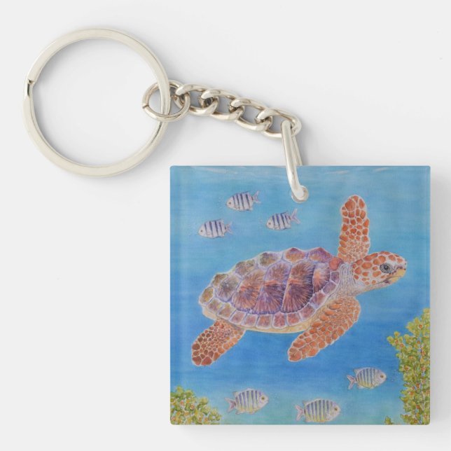 Young Loggerhead Sea Turtle Key Ring (Front)