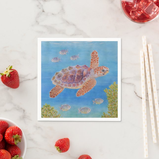 Young Loggerhead Sea Turtle Napkin (Insitu)