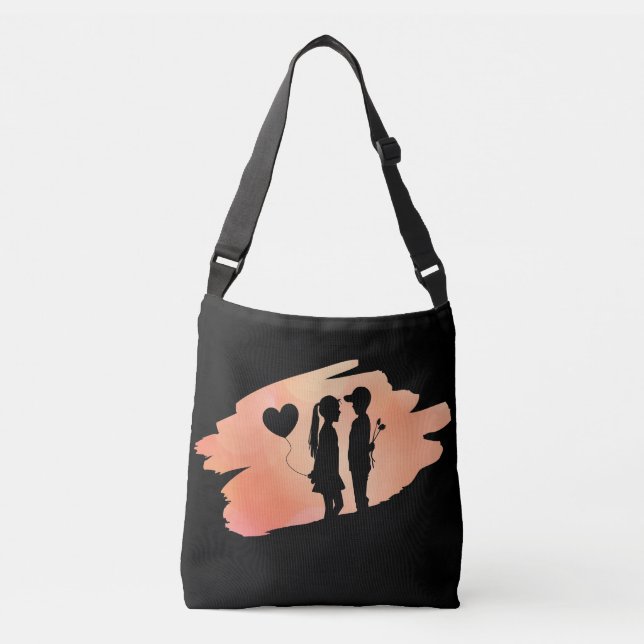 Young Love Girl And Boy Silhouette Crossbody Bag (Front)