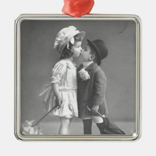 Young Love Photo c 1920s Metal Tree Decoration