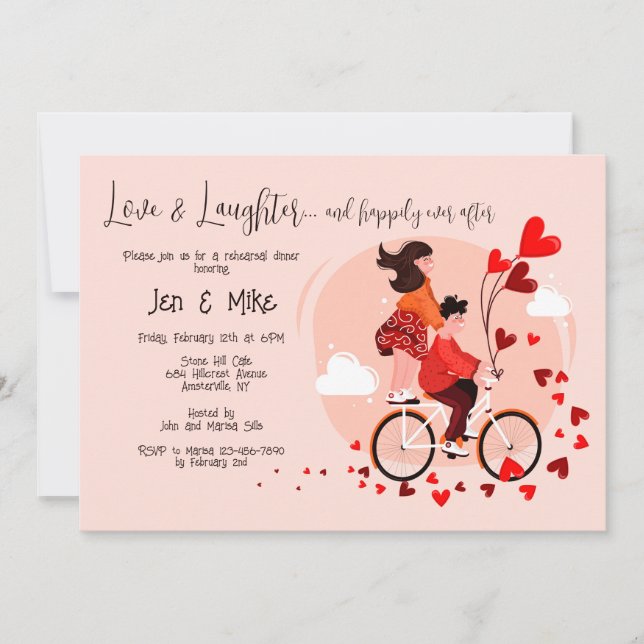 Young Love Rehearsal Dinner Party Invitation (Front)