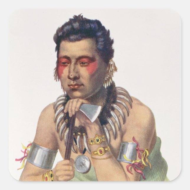 Young Ma-Has-Ka, Chief of the Iowas Square Sticker (Front)