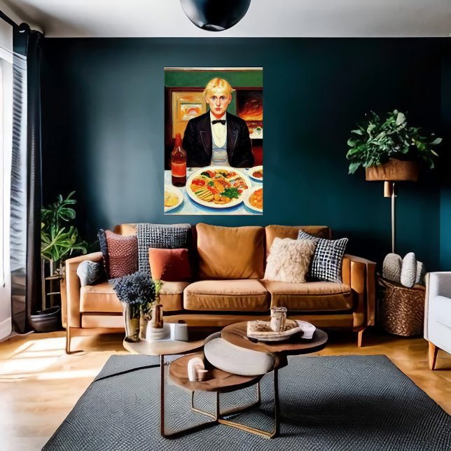 Young man and party dinner | AI Art  Poster (Creator Uploaded)