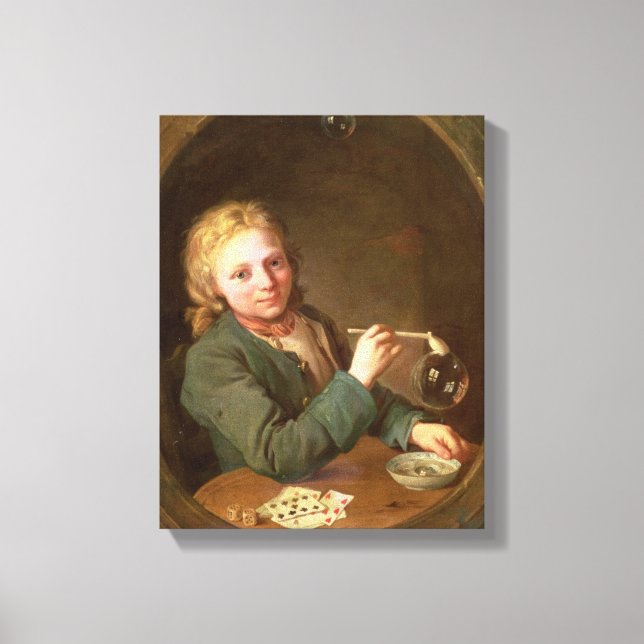 Young Man Blowing Bubbles from a Clay Pipe, 1766 Canvas Print (Front)